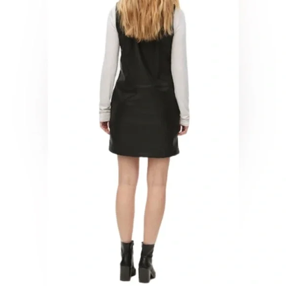 Michael Stars Black Vegan Leather Cecelia Dress Size Medium - Picture 3 of 10